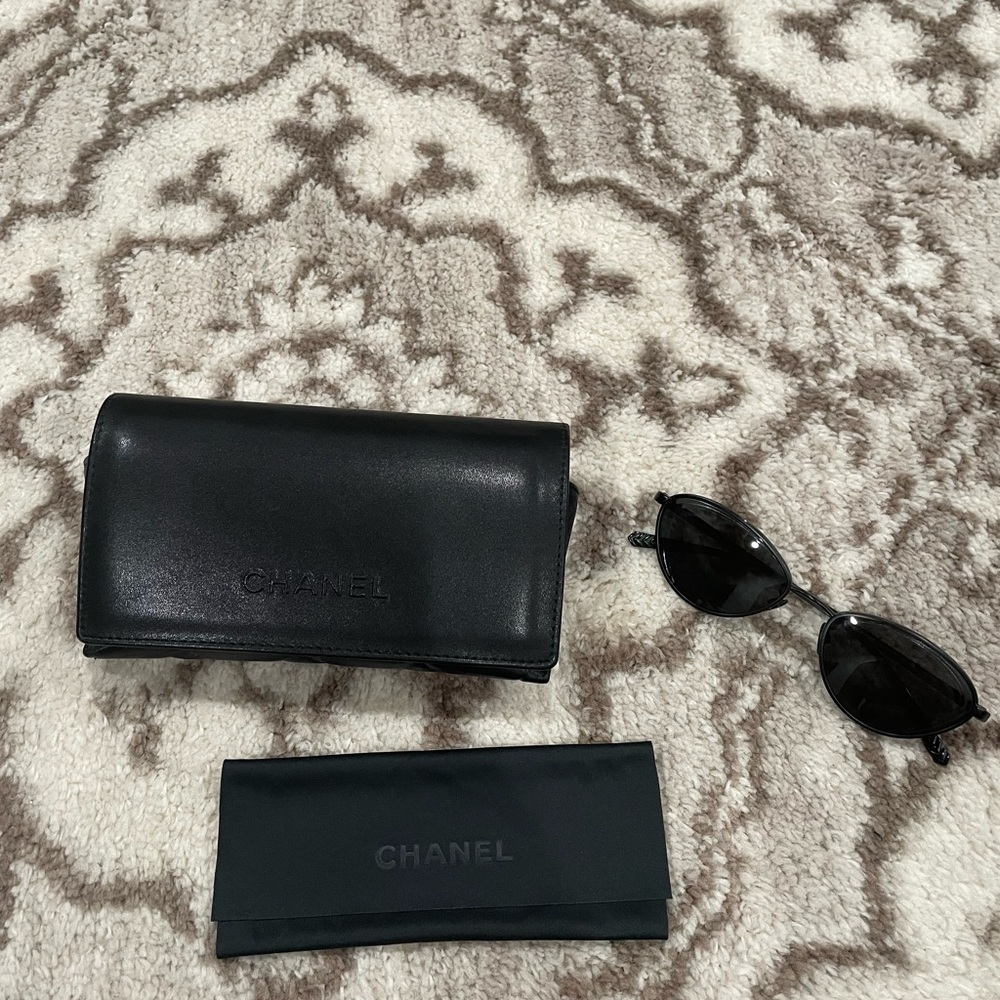 Black Chanel cat eye sunglasses